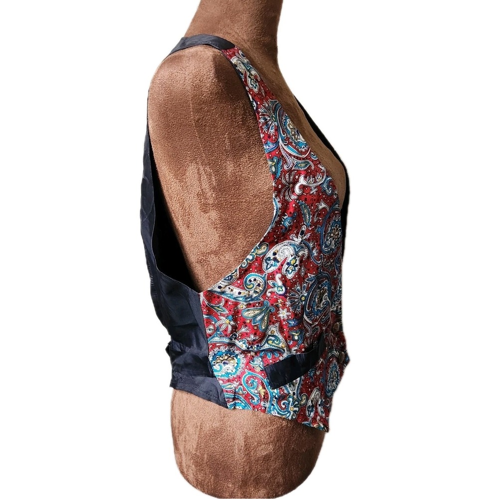 Vintage Vest By Mirrors Women's Size S Paisley 90s Colorful‎ Women's Artsy - Picture 3 of 9